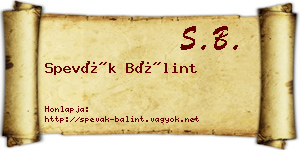 Spevák Bálint névjegykártya